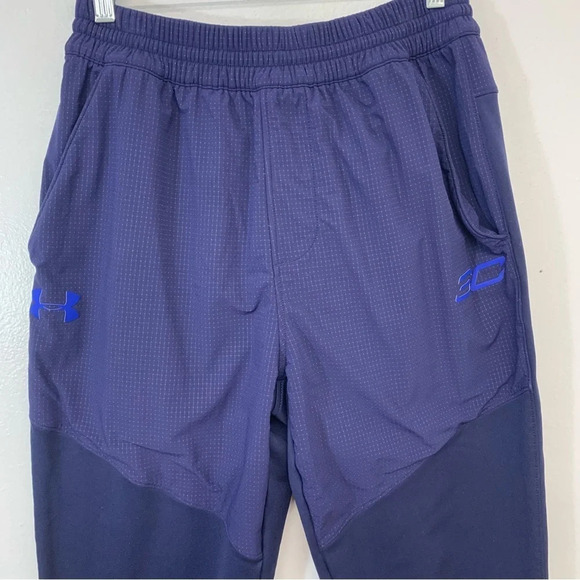 Under Armour Sweatpants Men Medium Loose Heatgear Blue Pockets Joggers Stretch - Picture 2 of 13
